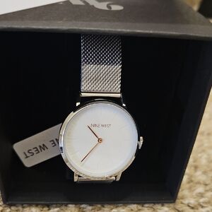 Nine West Silver Mesh Band Watch